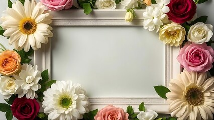 vintage photo frame with roses background