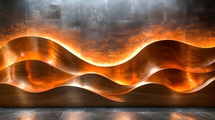 Leinwandbilder - Surreal and abstract digital landscape featuring glowing billowing waves of fiery energy and molten lava like textures