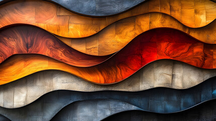 Leinwandbilder - This captivating digital abstract artwork features a dynamic landscape of swirling undulating patterns in a vibrant energetic color palette  The intricate fluid lines and curves create a mesmerizing