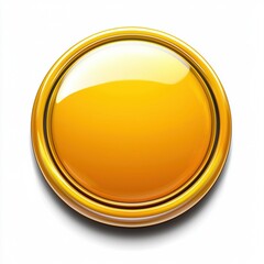 Poster - yellow glossy button on a white background, ideal for web use.