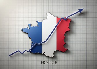 Poster - French Economic Growth: Upward Trend Graph on 3D France Map