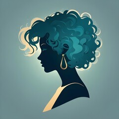 Wall Mural - Silhouette of a woman's head in profile with a beautiful high hairstyle. Vector, isolated, logo style.