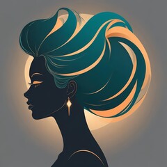 Wall Mural - Silhouette of a woman's head in profile with a beautiful high hairstyle. Vector, isolated, logo style.