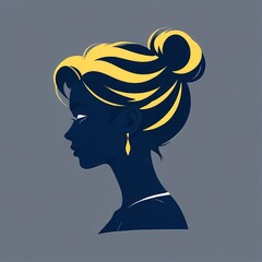 Wall Mural - Silhouette of a woman's head in profile with a beautiful high hairstyle. Vector, isolated, logo style.