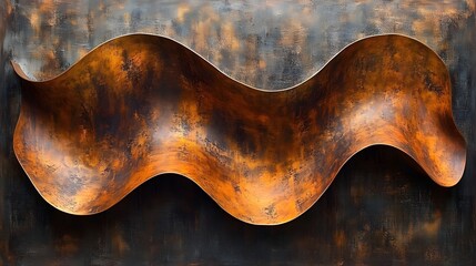 Aufkleber - Warm Flowing Copper Contours A Captivating Abstract Digital Art Composition with Swirling Undulating Shapes and Textures in Vibrant Shades of Brown Orange and Gold