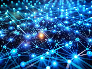 Poster - Glowing Blue Circuitry Network: Digital Technology Infrastructure Stock Photo
