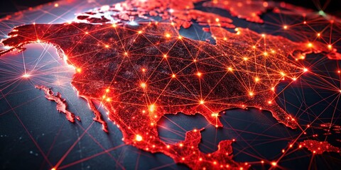 Poster - Glowing Network Map: North American Data Center Infrastructure