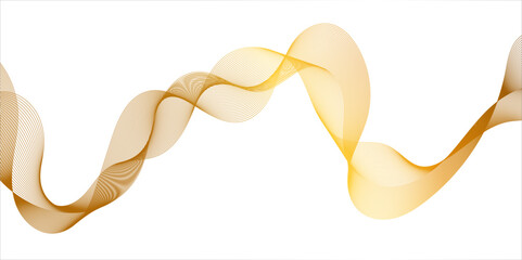 Poster - abstract yellow gold lines flowing across a white background in a smooth, wave-like design, abstract