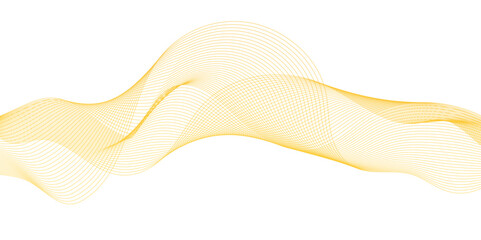 Poster - abstract yellow gold lines flowing across a white background in a smooth, wave-like design, abstract