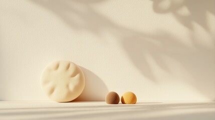 Poster - Stylish Minimalist Composition of Soft Textured Objects on a Light Background