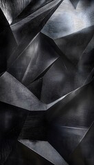 Poster - Dark multifaceted metallic surface folds into geometric shapes