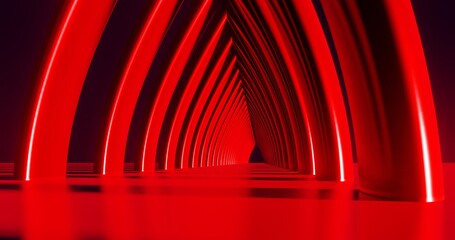 Aufkleber - Futuristic architecture background neon arch tunnel 3d render