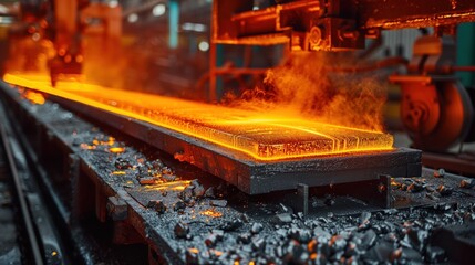 Poster - molten metal flow in steel manufacturing industry showcasing advanced technology and industrial proc