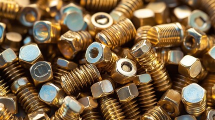Poster - close-up view of copper and steel industrial fasteners showcasing metal technology in manufacturing 