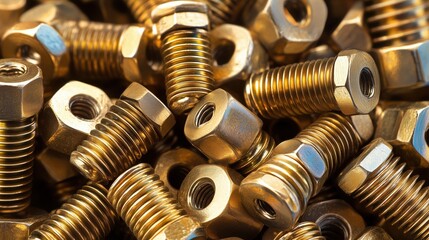 Poster - close-up view of copper and steel fasteners highlighting industrial technology and metal work in a m
