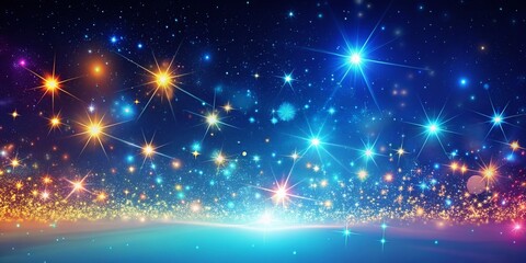 Poster - Magical Night Sky: Sparkling Starry Fantasy Background with Copy Space
