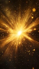 Wall Mural - abstract golden explosion of light against dark background