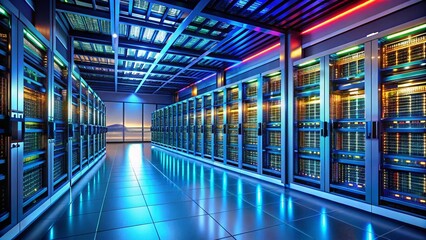 Poster - Modern Architecture: Download and Upload Data Center Server Room Interior