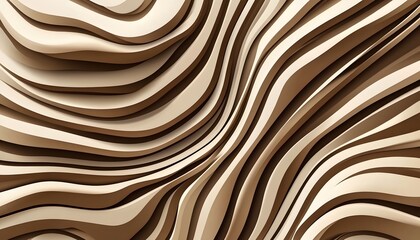 Poster - Abstract three dimensional flowing waves in neutral beige tones