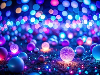 Poster - Night Photography: Glowing Balls Background - Abstract Bokeh Lights