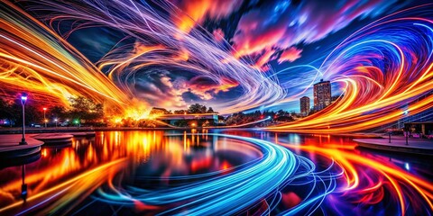 Poster - Night Swirls: Abstract Art Photography - Dynamic Energy and Color