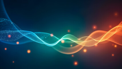 Fototapete - Vibrant Energy Waves with Dynamic Color Gradients in Blue, Green, and Orange on Dark Background for Modern Designs