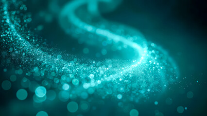  - ethereal swirling particles in vibrant turquoise background creating a dreamlike atmosphere for abst