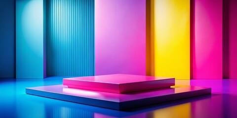 Poster - Pink Platform on Tri-Color Background - Abstract Design Stock Photo