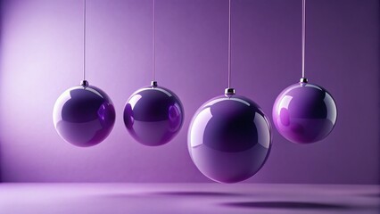 Poster - Silhouette of Four Purple Balls Hanging Against a Purple and White Background - Elegant Abstract Stock Photo
