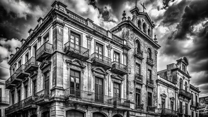Poster - Striking Black and White Architectural Contrast: Light and Shadow Interplay