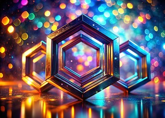 Poster - Surreal Hexagon Linescape: Abstract 3D Geometric Art