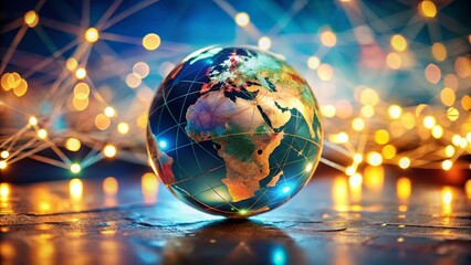 Poster - Tilt-Shift Globe: Global Connectivity & Education - Stock Photo