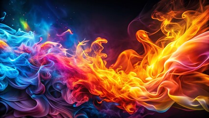 Poster - Vibrant Flame Abstract Art: Dynamic Colorful Fire Design, Digital Painting
