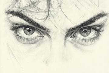 Leinwandbilder - Intense close-up drawing of expressive eyes highlighting intricate details and emotions