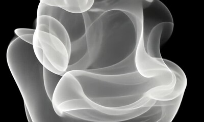 Canvas Print - Ethereal Animated Smoke Effect Swirling and Undulating Fluidly Against Deep Black Background with Mysterious Motion
