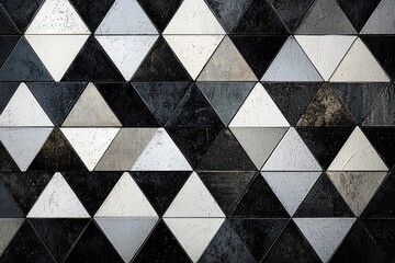 Poster - an abstract background with geometric shapes featuring a pattern of black, grey, and white triangles