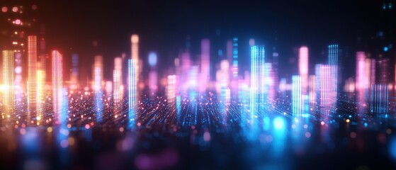 Poster - A mesmerizing abstract digital background featuring vibrant, colorful lights and shapes. Ideal for technology themes, corporate design, or creative inspiration.