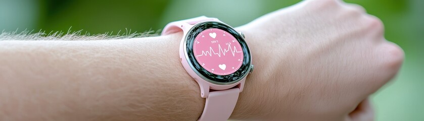 Poster - A modern smartwatch with a colorful display on a person's wrist