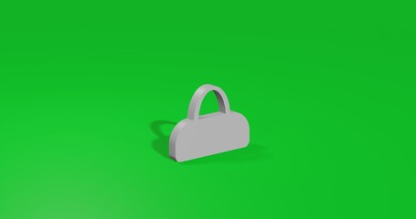 Poster - Isolated realistic white sports bag symbol front view with shadow. 3d illustration on green chroma key background