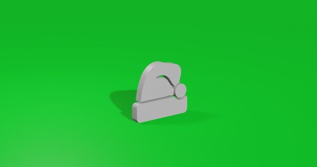 Poster - Isolated realistic white santa claus hat symbol front view with shadow. 3d illustration on green chroma key background