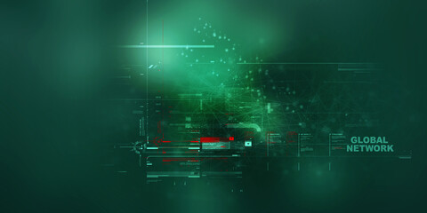 Poster - 2d illustration abstract futuristic electronic circuit technology background