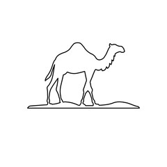 Poster - A large black outline wild camel symbol on the center. Illustration on transparent background
