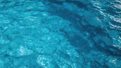 Poster - clear blue water surface with light reflections and ripples in a tranquil aquatic environment
