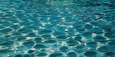 Poster - water surface pattern with circular ripples and reflections in turquoise blue tones, creating a text