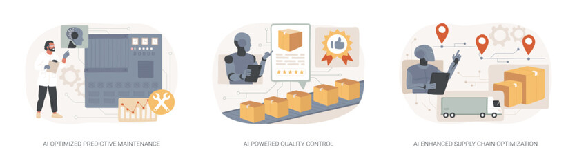 Poster - ai in manufacturing abstract concept vector illustrations.