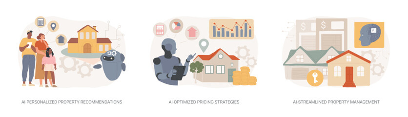 Poster - AI in Real Estate abstract concept vector illustrations.