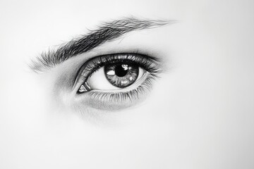 Poster - Detailed close-up of human eye showcasing intricate features and textures in monochrome art