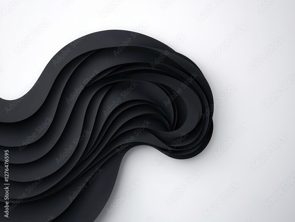 Abstract wave tattoo forming a spiral with sharp angles, isolated for ...