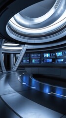 Poster - Futuristic control room with screens and sleek design