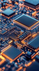 Poster - Close-up of a circuit board with glowing elements